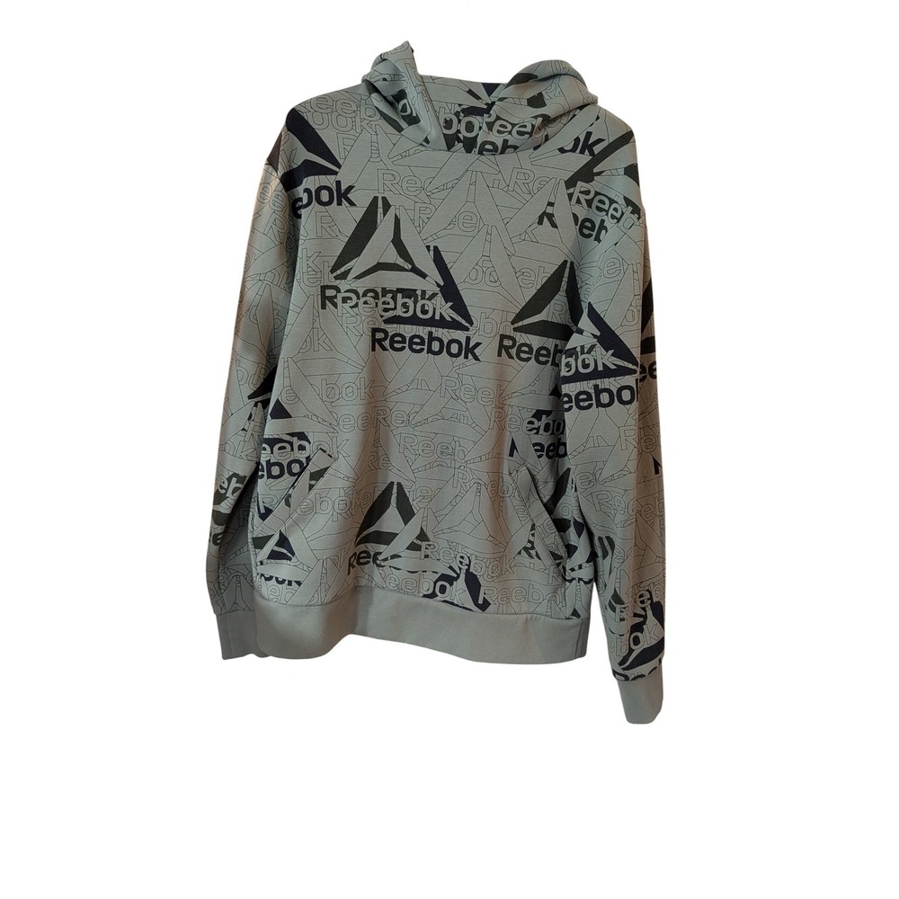 Reebok Mens Logo All Over Print Hoodie Green Sage Delta Pullover REM233HD07 M